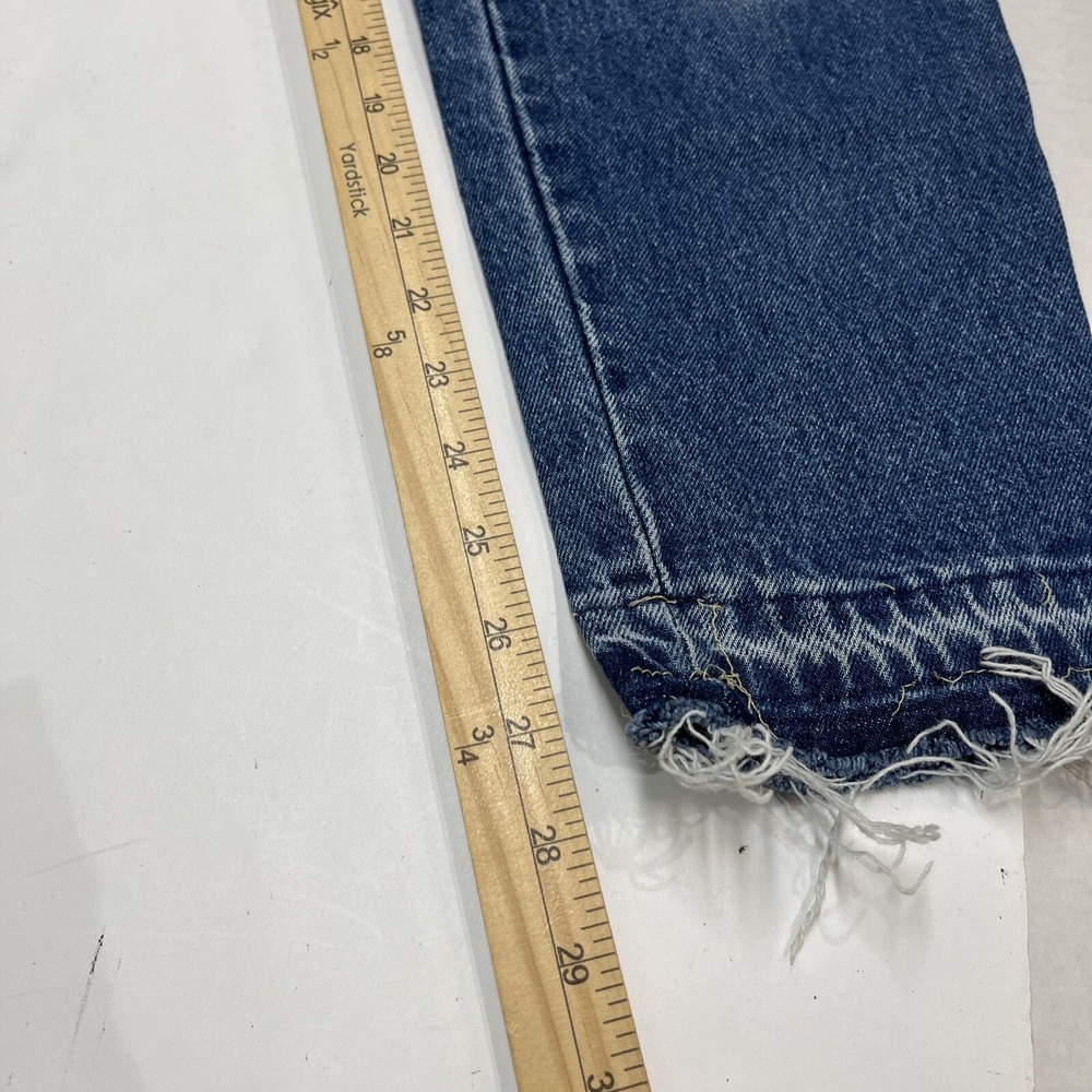 Vintage Chic by h.i.s. High Waisted Mom Jeans Blue Tapered Raw Hem USA Made 12P - Picture 5 of 11